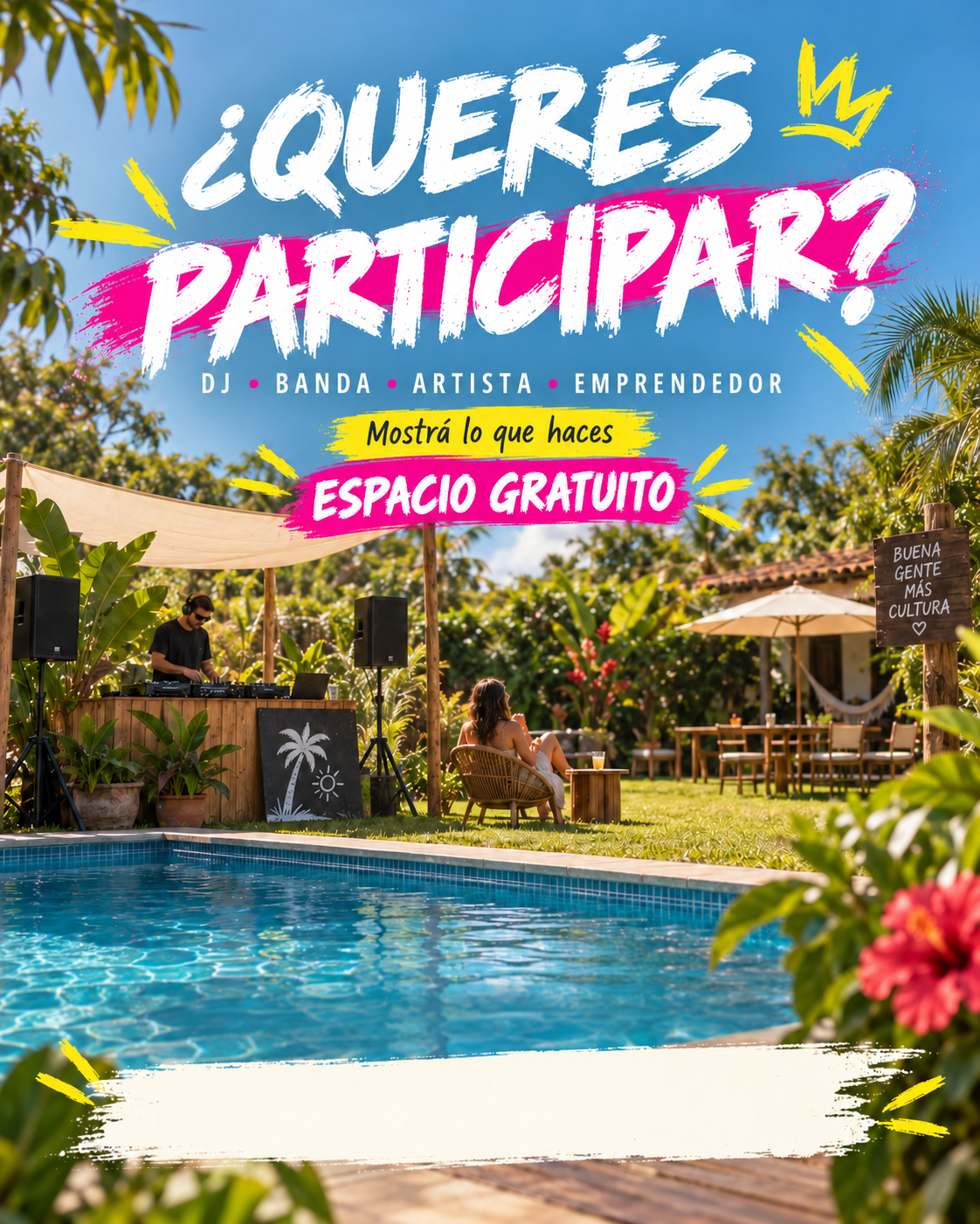 ¿Querés participar? DJs, bandas, artistas y emprendedores. Espacio gratuito para artistas y expositores en la primera edición.