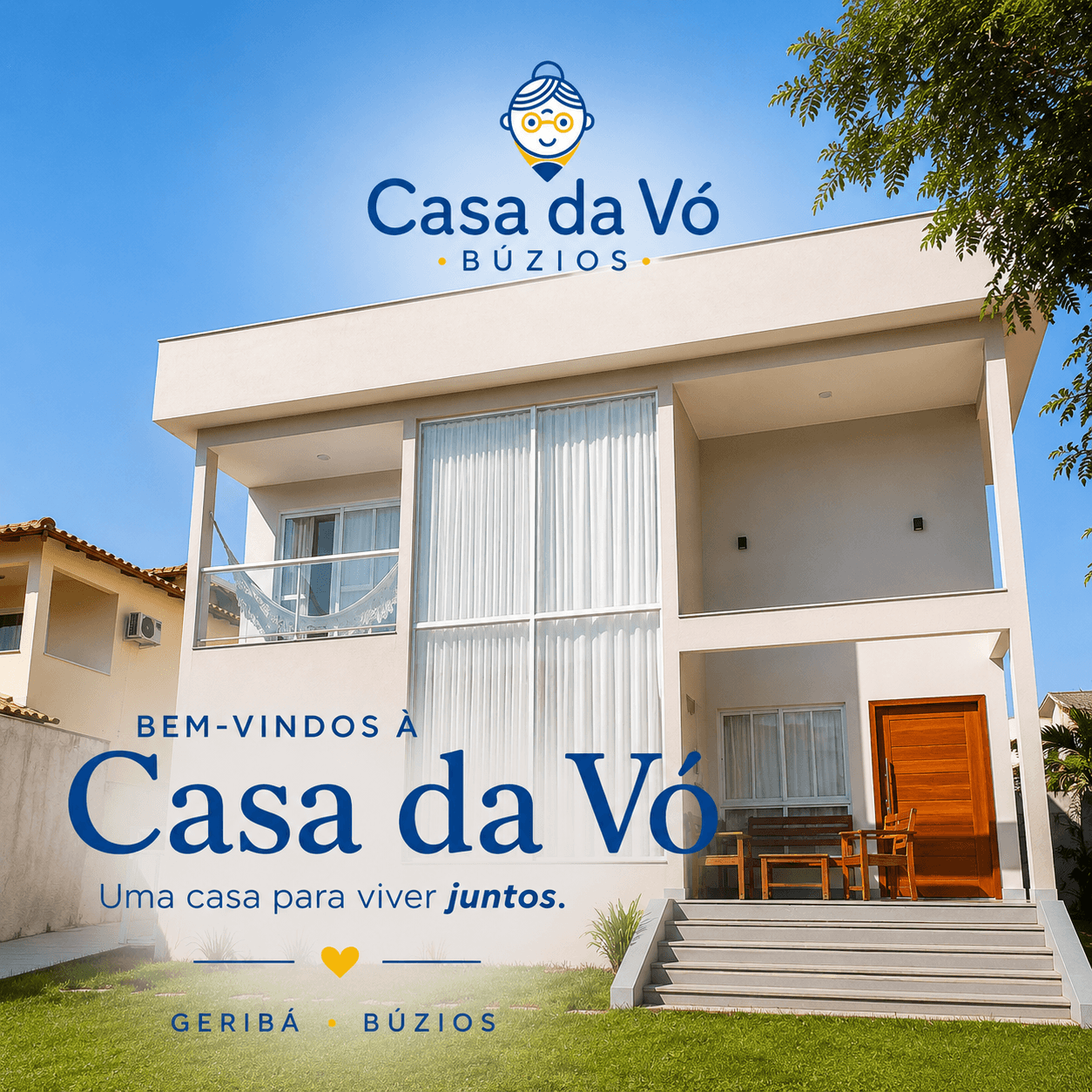 Pieza de bienvenida de Casa da Vo con la fachada de la casa