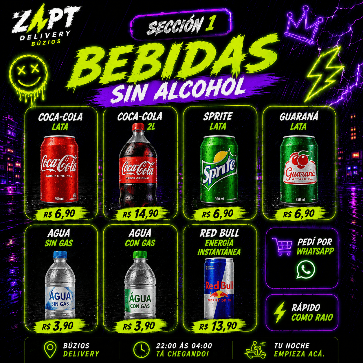 Cardápio de Bebidas da ZAPT Delivery